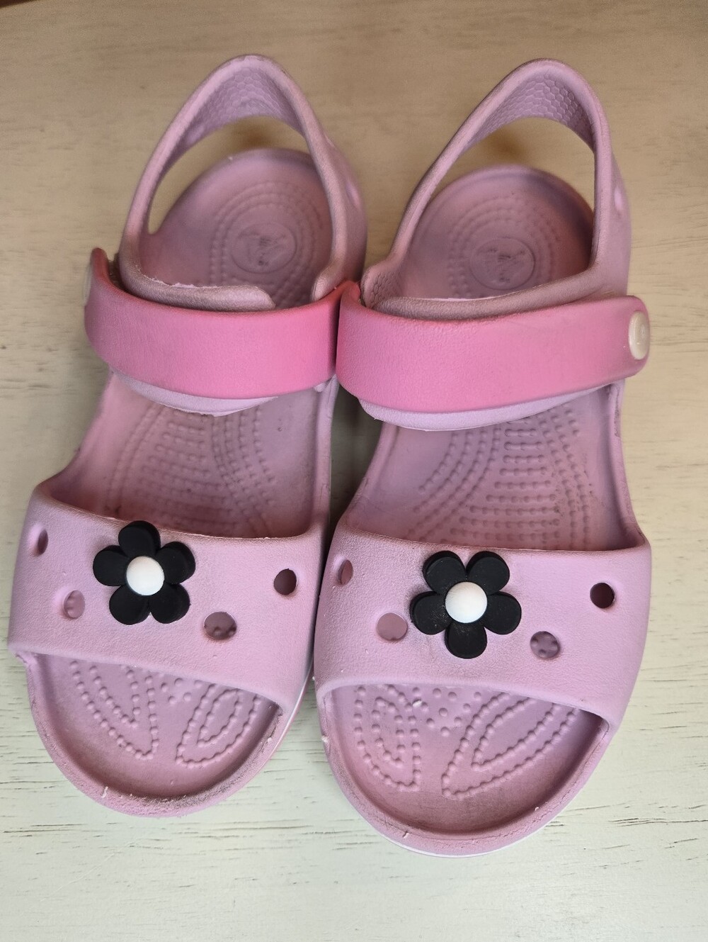 CROCS Pink Kids Flower Strap Sandals
